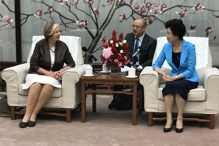 曼勒主席与全国妇联副主席宋秀岩畅谈双方未来的合作
